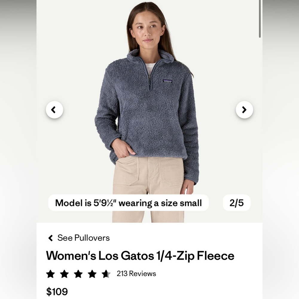 Patagonia Women's Gray Los Gatos 1/4-Zip Fleece Pullover